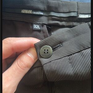 Armani Collezioni Men's Dark Pinstripe Trousers